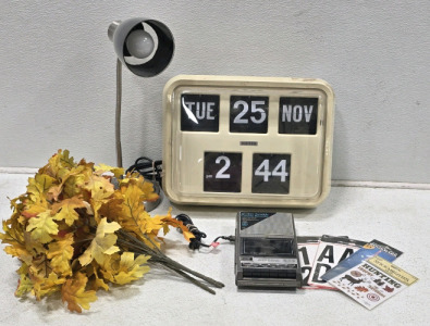 Vintage Wall Clock & Cassette Player