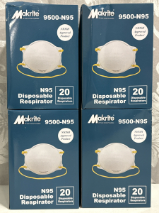 (4)New Boxes Makrite 9500-N95 Disposable Respirator Masks