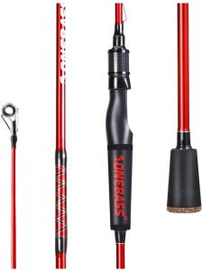 (2) 7&rsquo; Red OneBass Fishing Rod, IM7 Graphite Spinning Rod/Casting Rod, 2 Pc Strong Quality Baitcasting Rod with Super Polymer Handle