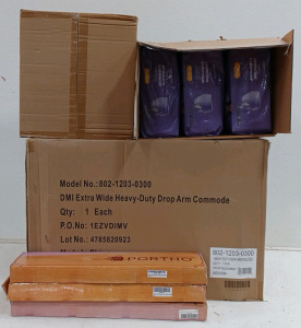 (1) Far Infrared Sauna Blanket Portable 113-176℉ (1) Extra-Wide HD Drop Arm Commode (1) 3 24ct Packs of Protective Underwear (3) Portho Indoor/Outdoor Wind Chime