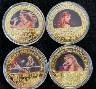 (4) Taylor Swift Gold Plated Collector Coins - Unverified