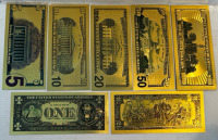 Gold US Banknote Set