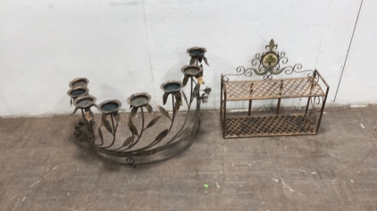 Metal shelf and candle holder