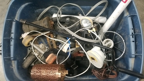 Box of Wheels, Various Metal Parts