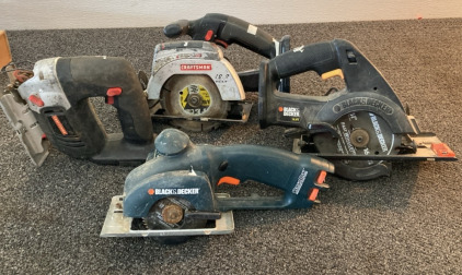 Black & Decker, And Craftsman cordless Powertools.