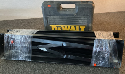 Collapsible Saw horses (2), empty DeWalt tool case