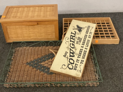 Sign, Basket, Decorative Box, And Matchbox