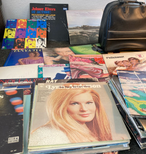 Assorted Records, & Leather Purse