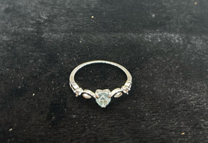 Size 9 1/2 Agamarine Heart Shaped Ring