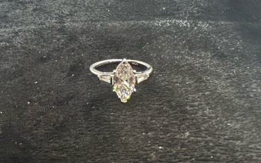 size 10 Marquise Cut Faceted Clear Stone .925 Ring