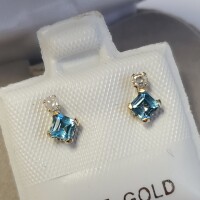 $500 10K Blue Topaz(0.44ct) Diamond(0.06ct) Earrings - 2