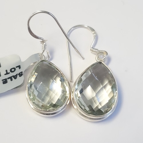 $200 Silver Green Amethyst(12.6ct) Earrings