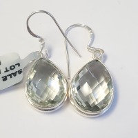 $200 Silver Green Amethyst(12.6ct) Earrings