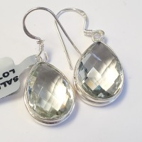 $200 Silver Green Amethyst(12.6ct) Earrings - 2