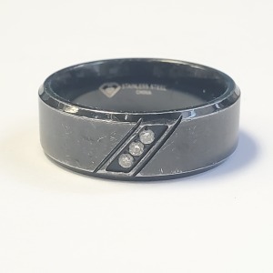$200 St. Steel Diamond Ring ( MENS SIZE 10 )