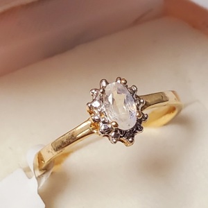 $1000 14K Moonstone Diamond(0.01ct) Ring ( SIZE 6 )