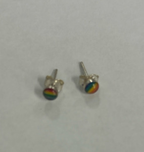 Silver Rainbow Stud Earrings