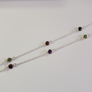 $400 Silver Multi Color Gemstone Amethyst Garnet Necklace