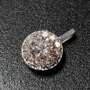 $1165 14K White Moissanite (0.6ct) Diamond(0.16ct) Pendant