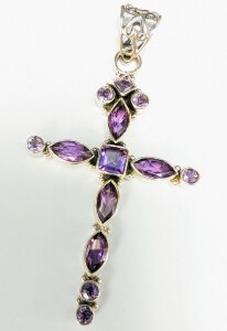 $200 Silver 6.8G Amethyst Cross Pendant