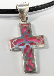 $50 Silver Crystal With Leather Cord Necklace