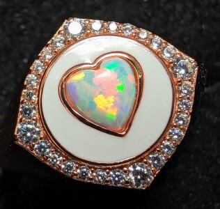 $200 Silver Oapl And Cz Ring