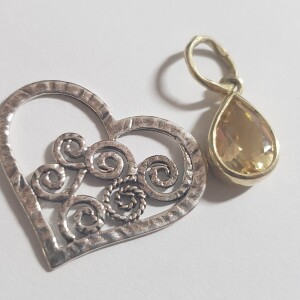 $100 Silver Lot Of 2 Citrine Pendant