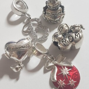 $260 Silver Pack Of 5 Pandora Style Beads