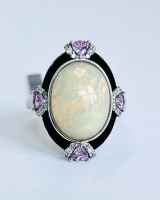 $9,320 Value, Platinum Opal, Sapphire, & Diamond Ring