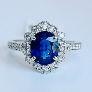 $9,460 Value, Platinum GIA Sapphire & Diamond Ring