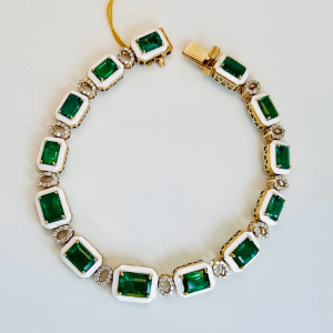 $30,270 Value, 14K Gold Emerald & Diamond Bracelet