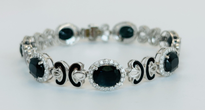 $30,460 Value, 18K Gold Sapphire & Diamond Bracelet