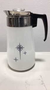 1960s Starburst Corningwear 9 Cup Coffee Pot