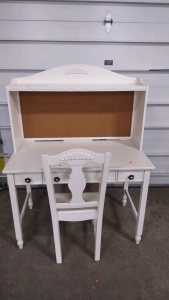 44"x 24"x 53&frac12;" (White) Desk w/ Pin board Built Inside & a (White) Chair