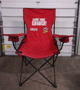 58&frac12;"x 36"x 66" "Score Some Crunch" Giant (Red) Lawn Chair w/ Pringles & Cheez&bull;It Printed onto it