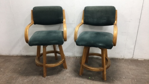 (2) Padded Wood Bar Chairs