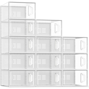 NEW! Seespring Brand Large 12 Pack Shoe Organizer (White/Clear-Fits Up To Men&rsquo;s 9/Women&rsquo;s 10)