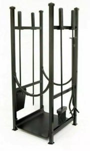 (1) NEW! Style Selections Log Rack Fireplace Tool Set (Black)