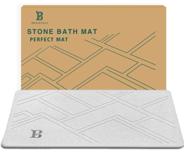 (1) NEW! Brightbay Stone Bath Mat (Dark Gray)