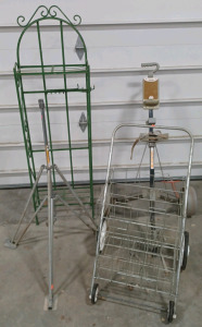 (1) Garden Hose Caddy (1) Sprinkler Tri-Pod (1) Golf Caddy (1) Oxygen Tank Transporter