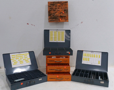 (1) Select-A-Spring Metal Display Board & Spring Tool Box (3) Metal "Drawers 1 - 3" of Springs - Various Sizes