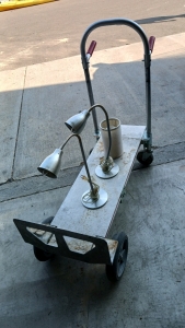 Magliner Handtruck Cart and (2) Small Desk Lamps