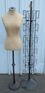 (1) Female Torso Mannequin (1) Post Card Display Rack