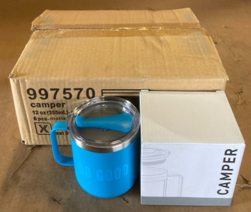 (6) Blue Stainless Steel 12 Oz. Mugs