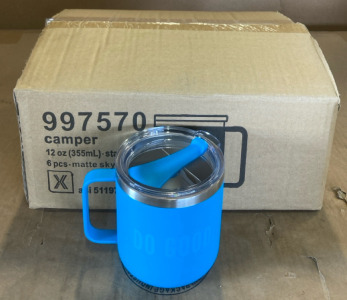 (5) Blue Stainless Steel 12 Oz. Mugs