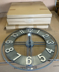 (5) Grey Wall Mounted Analog Clocks