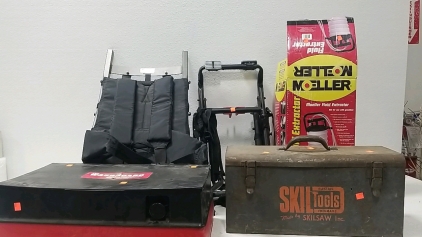 (1)Bull Pac, (1)Trunk Bicycle Carrier, (1)Washboard, (1)Moeller Fluid Extracor, (1)Tool box