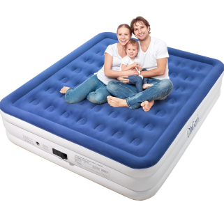 (1) King Air Mattress with Built in Pump, 18 Inch Elevated Quick Inflation/Deflation Inflatable Bed,Durable Blow Up Mattresses for Camping,Travel,Home,Guests,Indoor,Blue Portable Airbed. New in box.