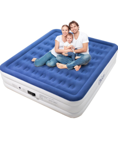 King Air Mattress with Built in Pump, 18 Inch Elevated Quick Inflation/Deflation Inflatable Bed,Durable Blow Up Mattresses for Camping,Travel,Home,Guests,Indoor,Blue Portable Airbed