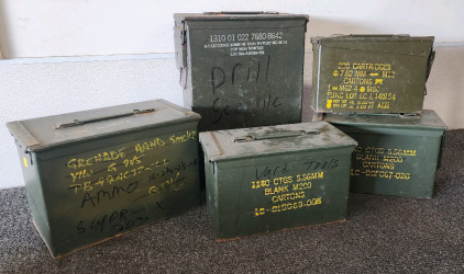 (5) Assorted Sized Ammo Cans
